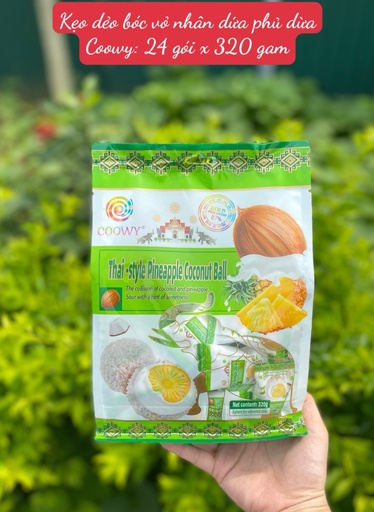 [CML00079-D6311] Nhân DỨA - Kẹo viên phủ dừa nhân trái cây Coowy túi 320gr